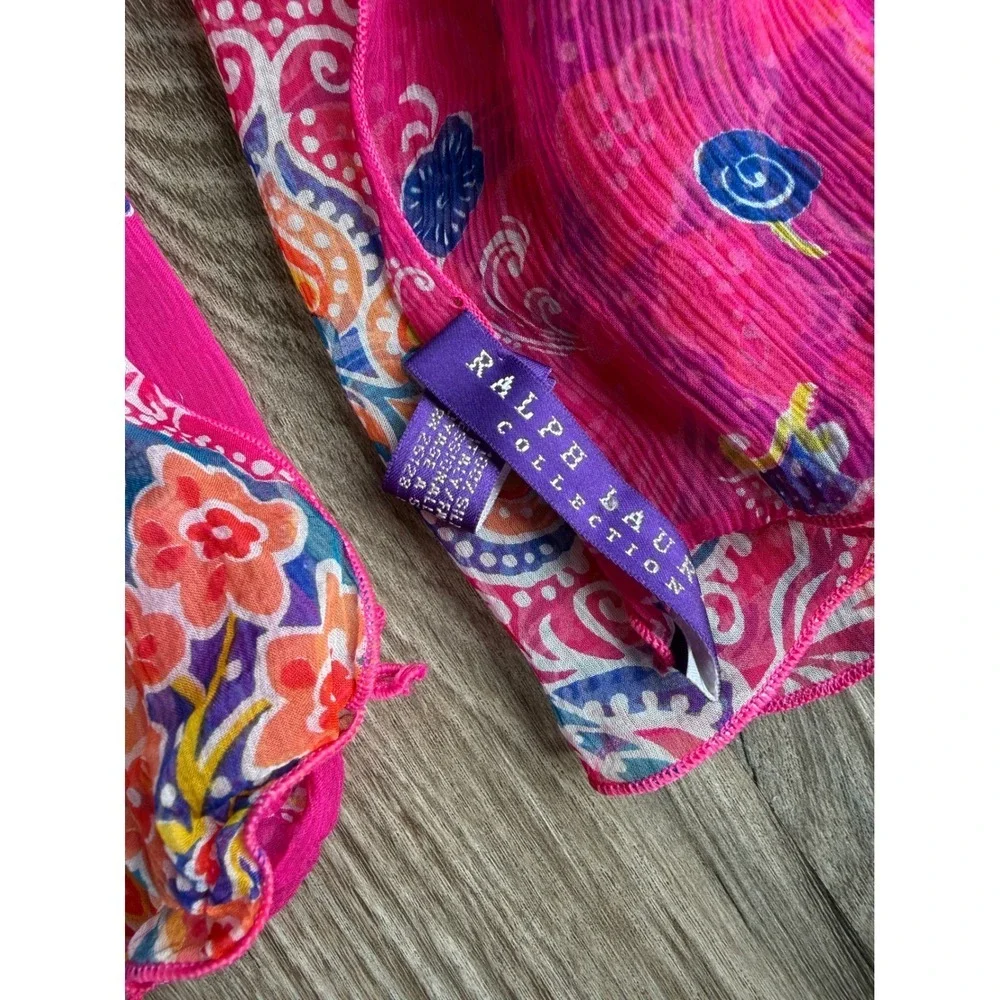 Ralph Lauren Purple Label‎ Pink Paisley Boho Floral 100% Silk Scarf Italy